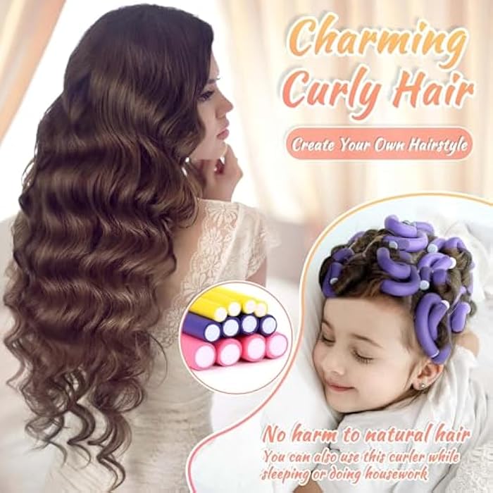 Mclear Heatless Hair Curling Flexible Rods, Magic Foam Rollers, Non Heat Flexi Twist Curling Rods For Long, Short, Medium Hair, Hair Curler Rolls (Multicolor) (Random, Pack of 20) - Image 5